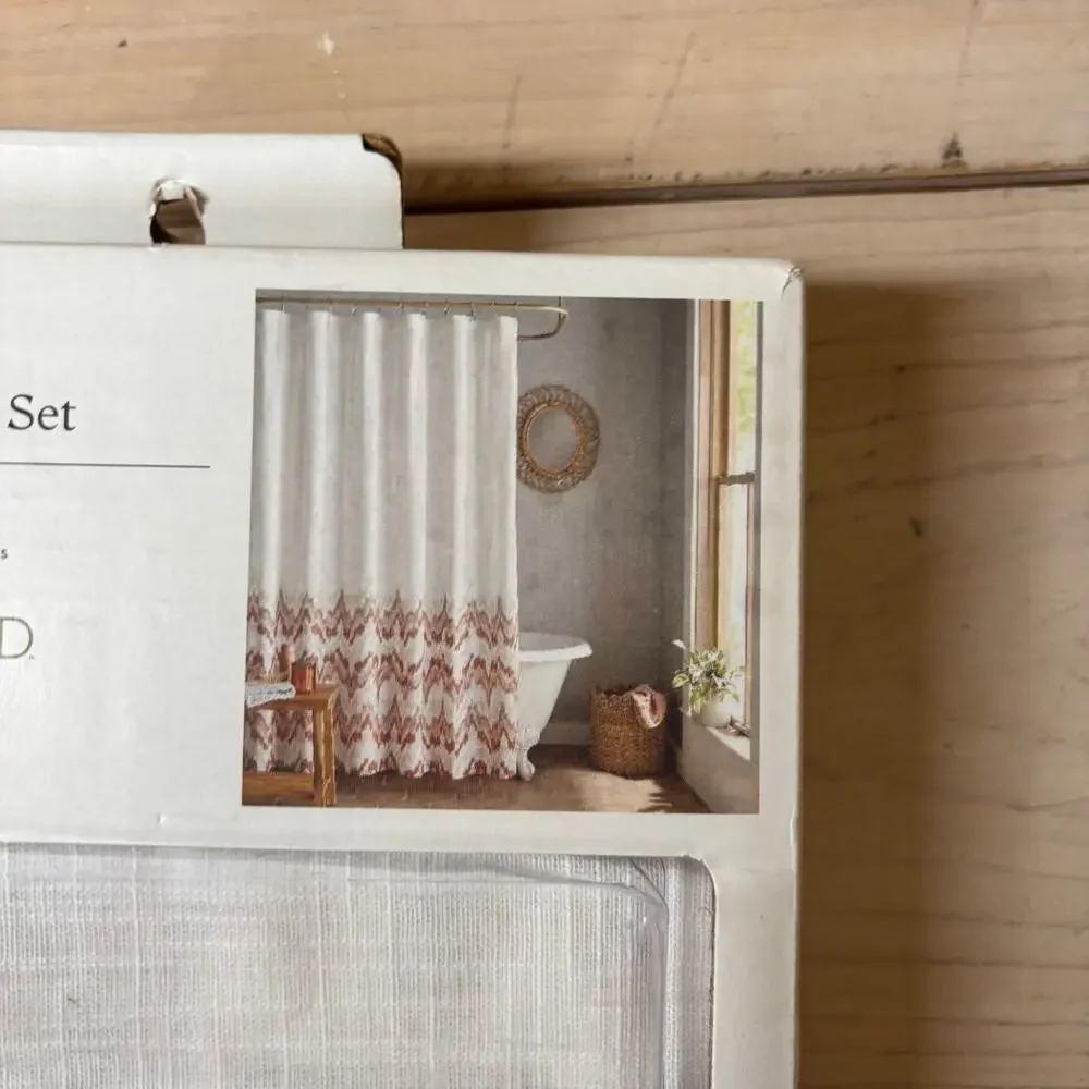 Threshold NWT Coastal Shower Curtain Missing Hooks